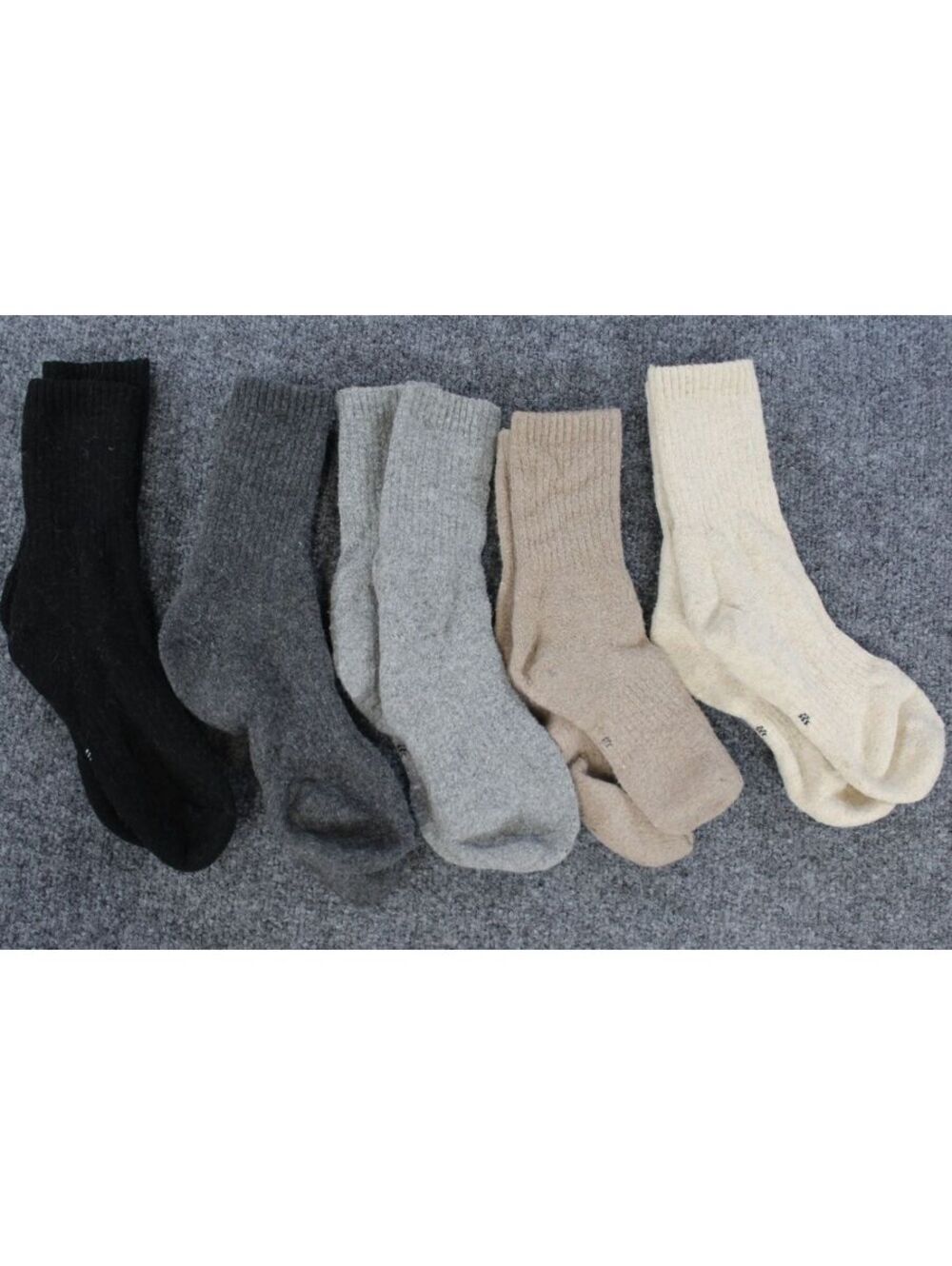5-Pair Neutral Crew Socks Set Ribbed Comfy Unisex